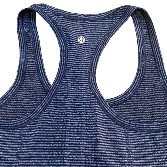 Lululemon Women’s‎ 4 Swiftly Tech Racerback Tank Top Heathered Deep Navy Stripe - Picture 4 of 7